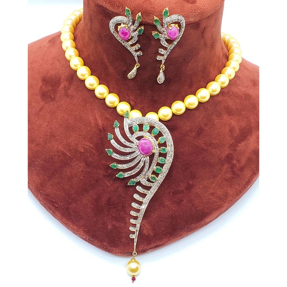 Diamond Necklace in Silver 925 with Earring - Picture 4 of 7